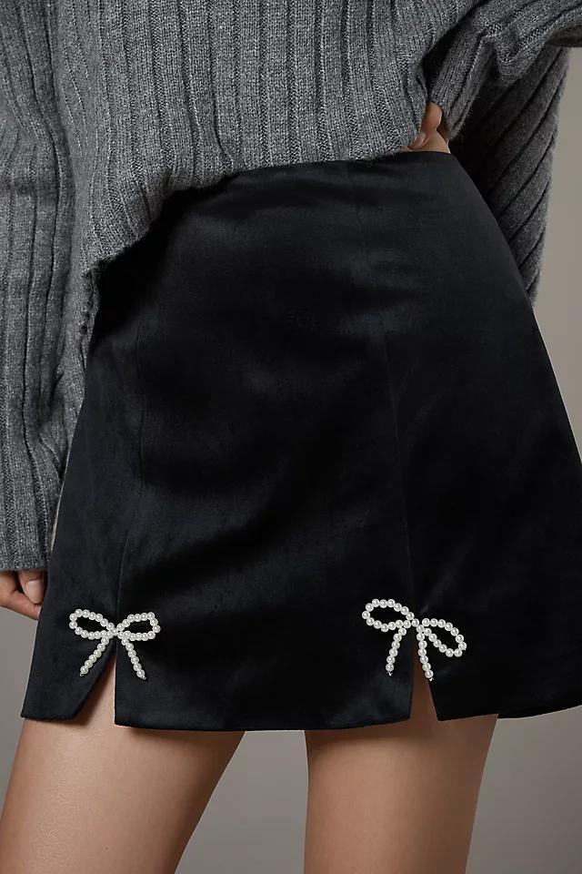 Avec Les Filles Bow Embellished Slit Mini Skirt Product Image