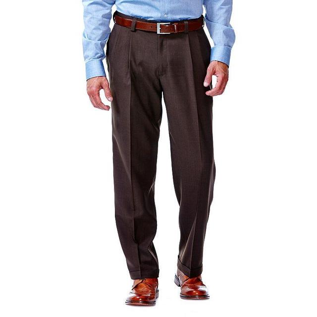 Mens Haggar eCLo Stria Classic-Fit Hidden Expandable Waist Pleated Dress Pants Product Image