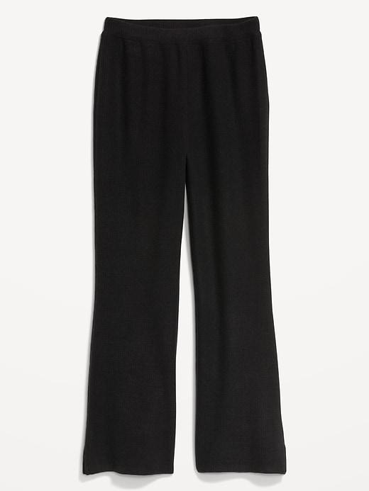 High-Waisted Ribbed Crop Flare Lounge Pants Product Image