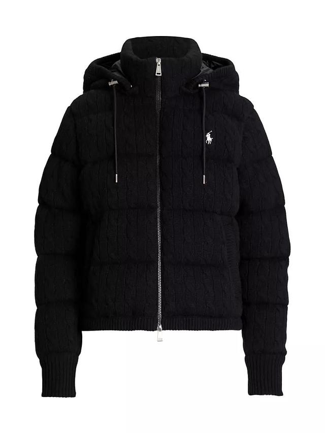 Wool-Blend Cable-Knit Down Coat Product Image