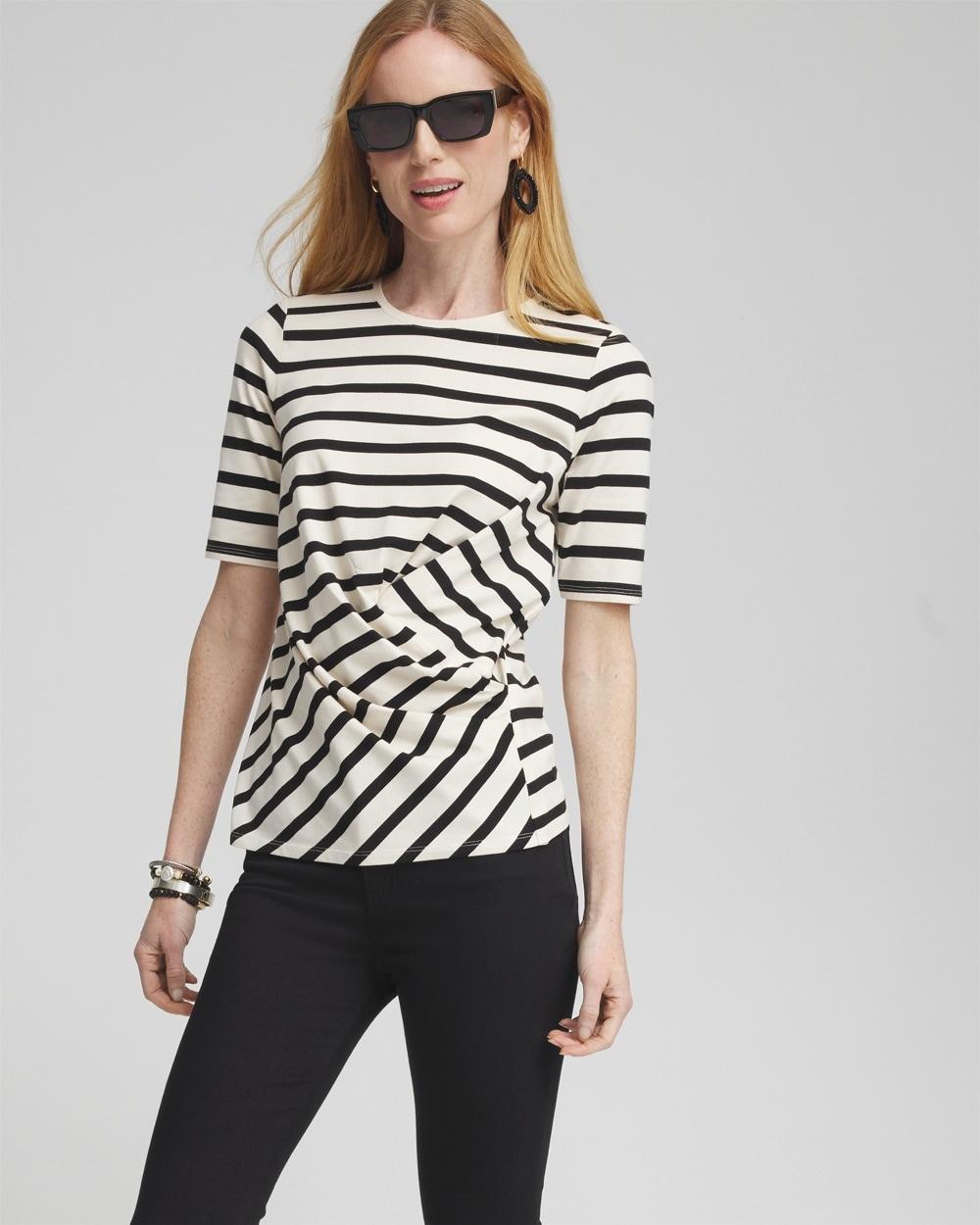 Touch of Cool™ Abstract Ruched Banded Hem Top Product Image