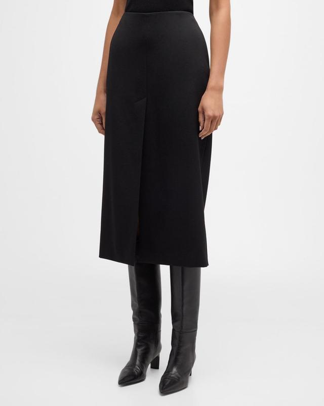 Mariha Slit-Front Wool Gabardine Midi Skirt Product Image