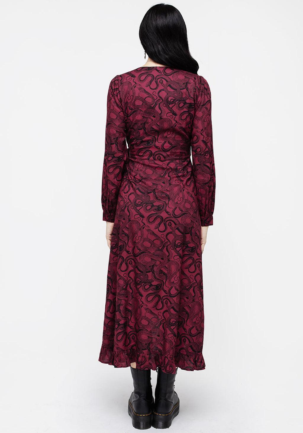 Ophidia Snakes Print Wrap Maxi Dress - Red Product Image