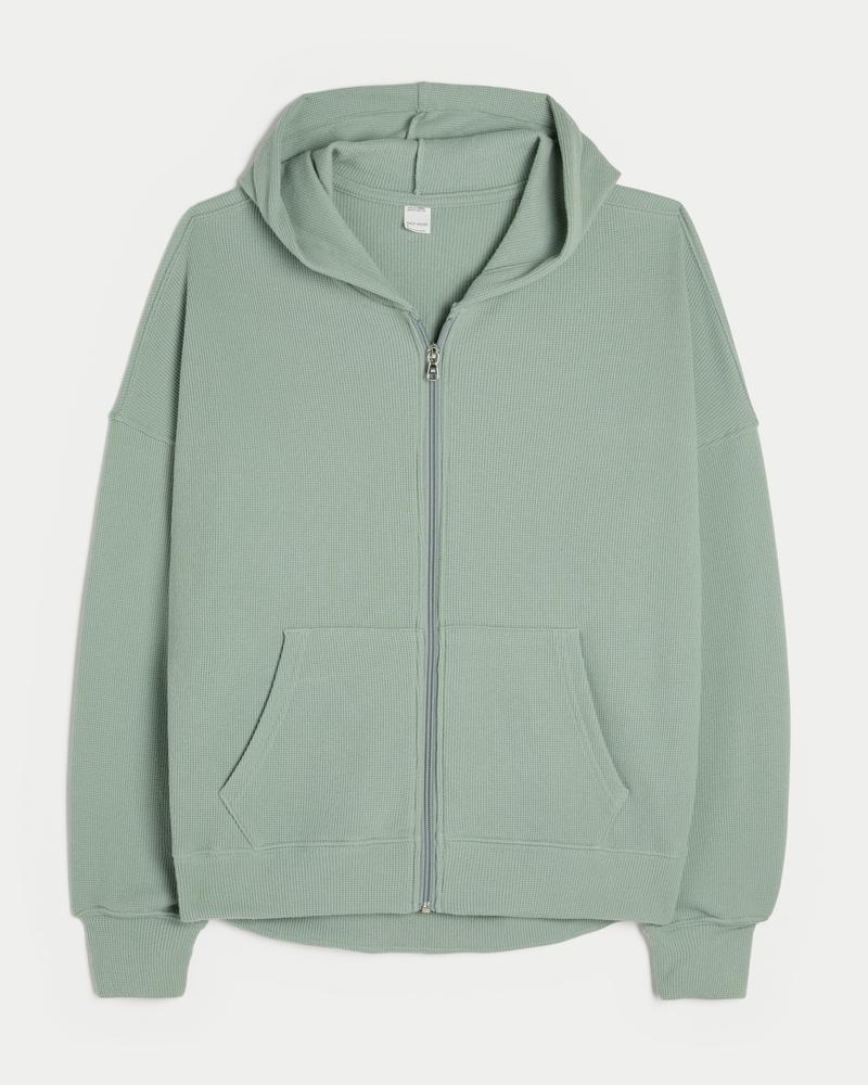 Gilly Hicks Oversized Waffle Zip-Up Hoodie Product Image