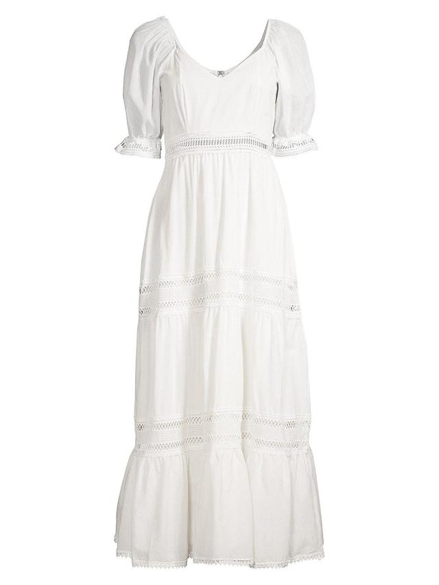 Womens Isabella Puff-Sleeve Cotton Midi-Dress Product Image