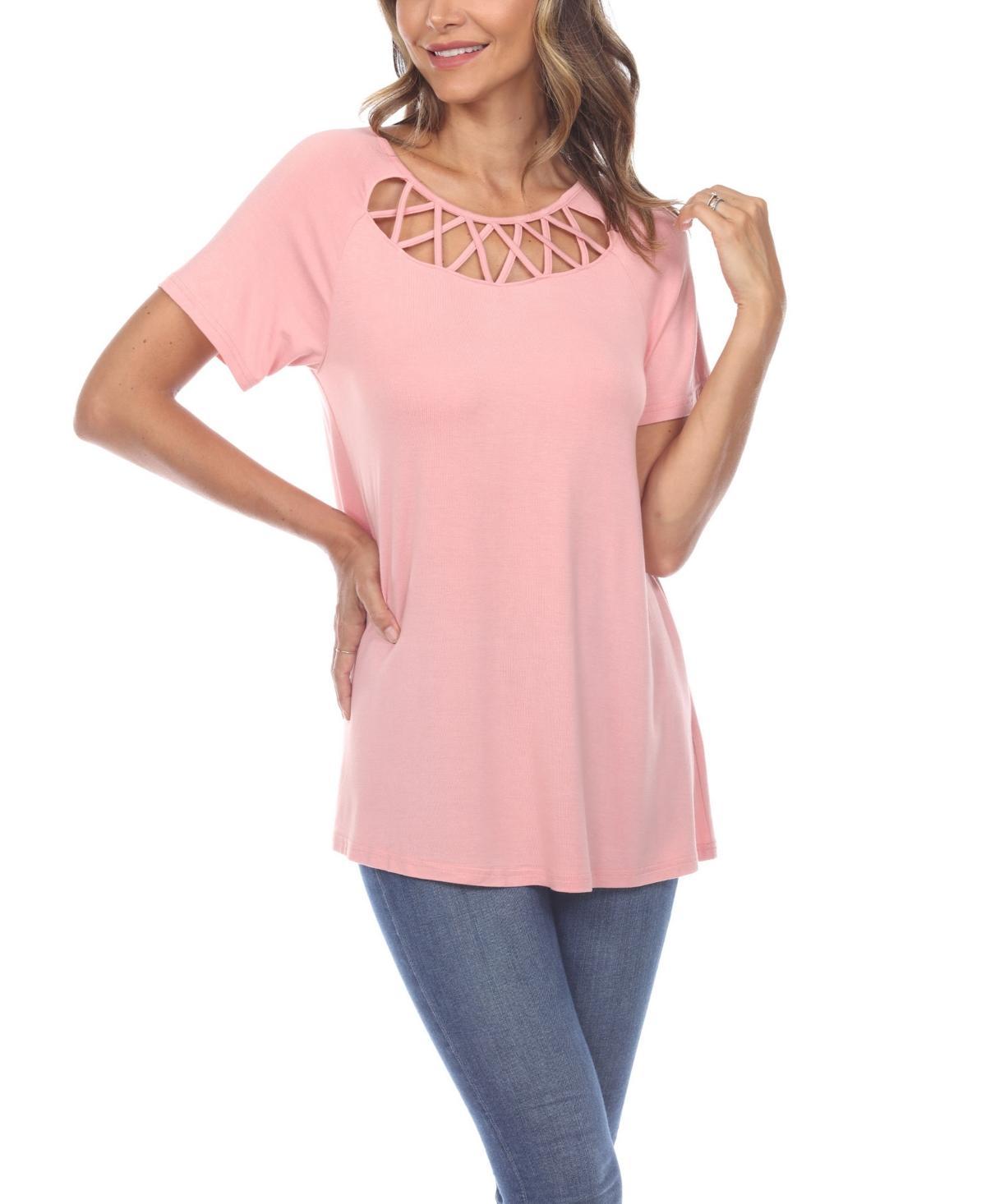 Womens Crisscross Cutout Short Sleeve Top Product Image