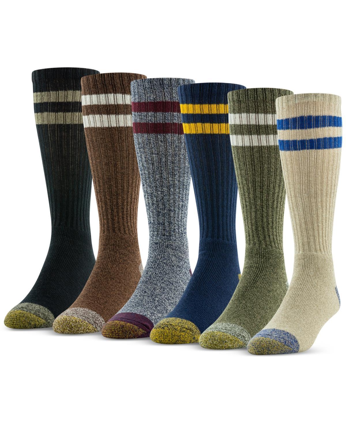 Mens GOLDTOE 6-Pack Harrington Crew Socks Oatmeal Product Image