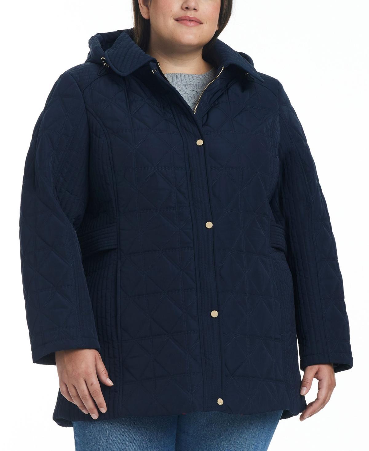 Jones New York Womens Plus Size Hooded Quilted Coat Product Image