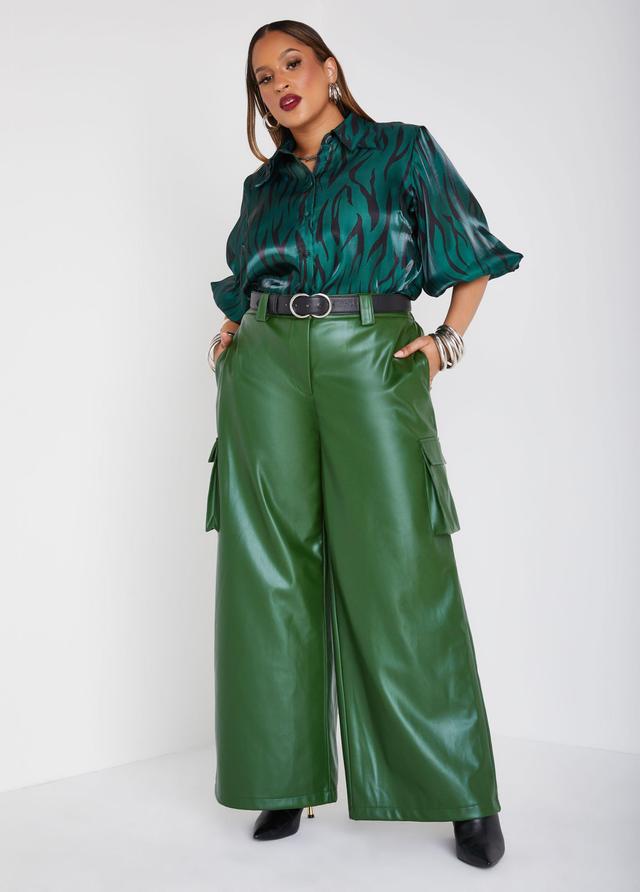 Faux Leather Cargo Pants Product Image