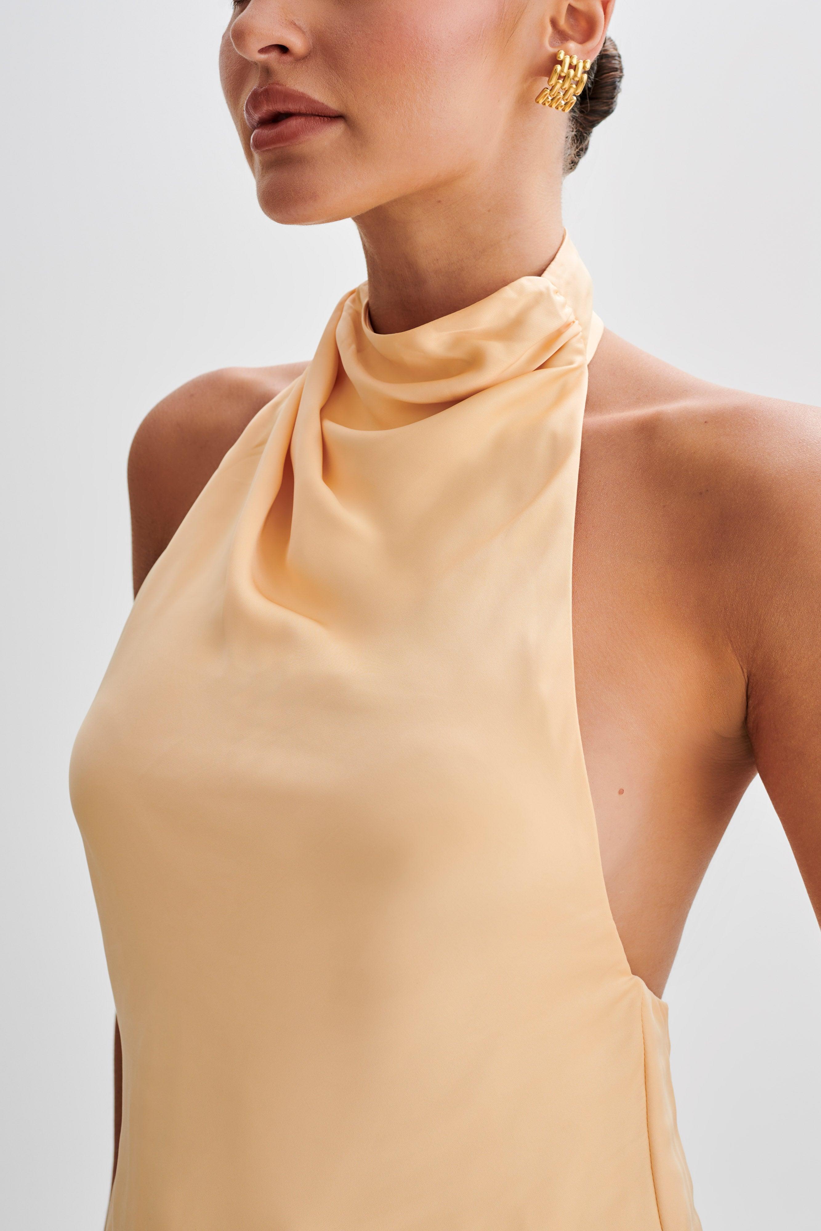 Seraphine Satin Halter Top - Peach Product Image