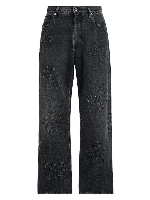 Mens Logo-Embroidered Five-Pocket Jeans Product Image