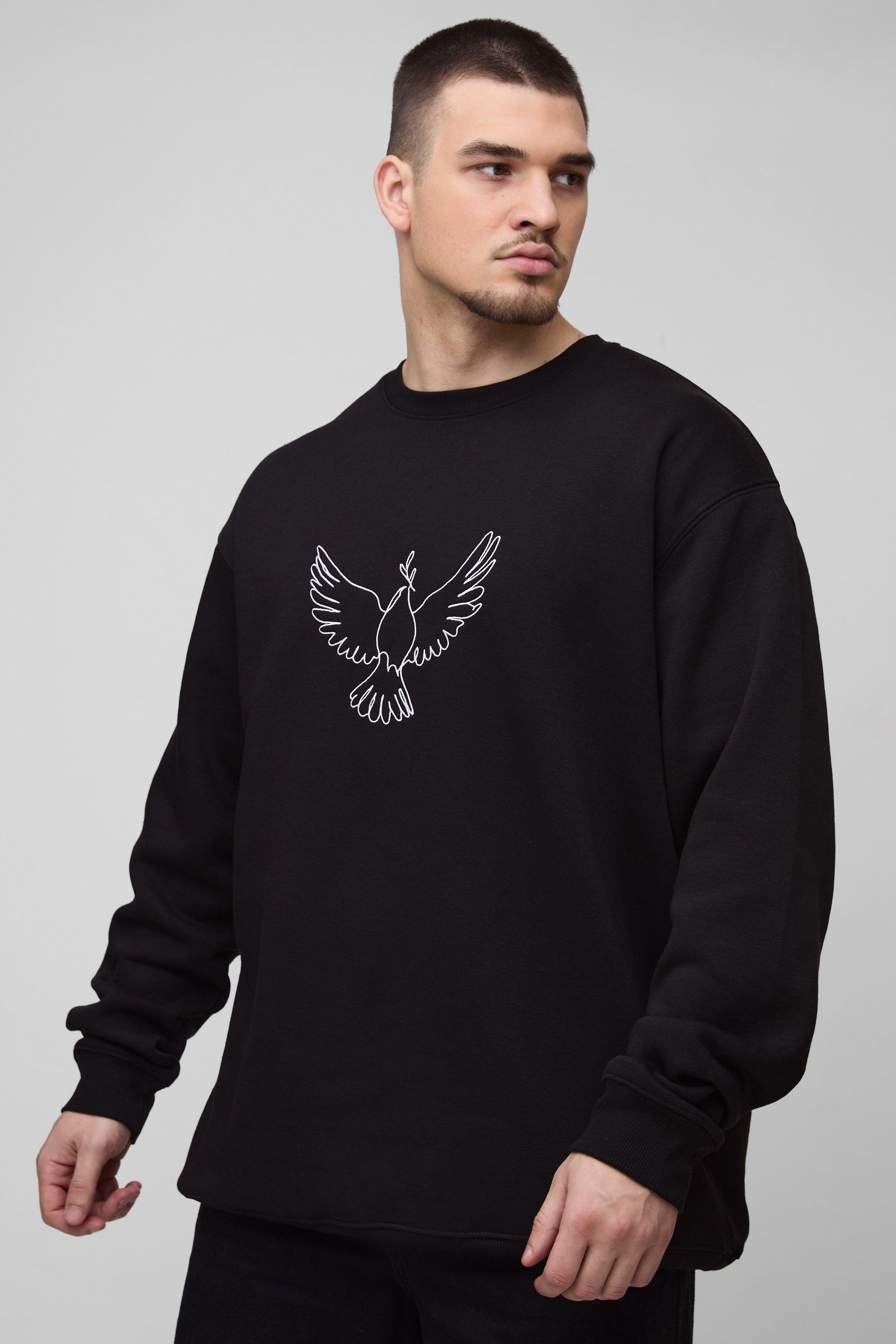 Tall Embroidered Dove Sweatshirt | boohooMAN USA product image