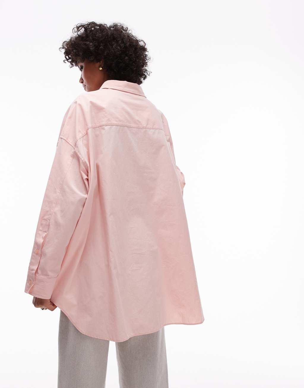 Topshop oversized shirt in dusky pink Product Image