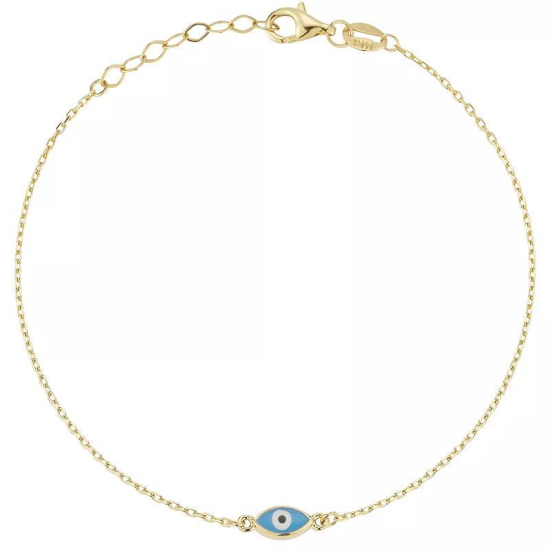 LUMINOR GOLD 14k Gold Marquise Evil Eye Bracelet, Womens Yellow Product Image