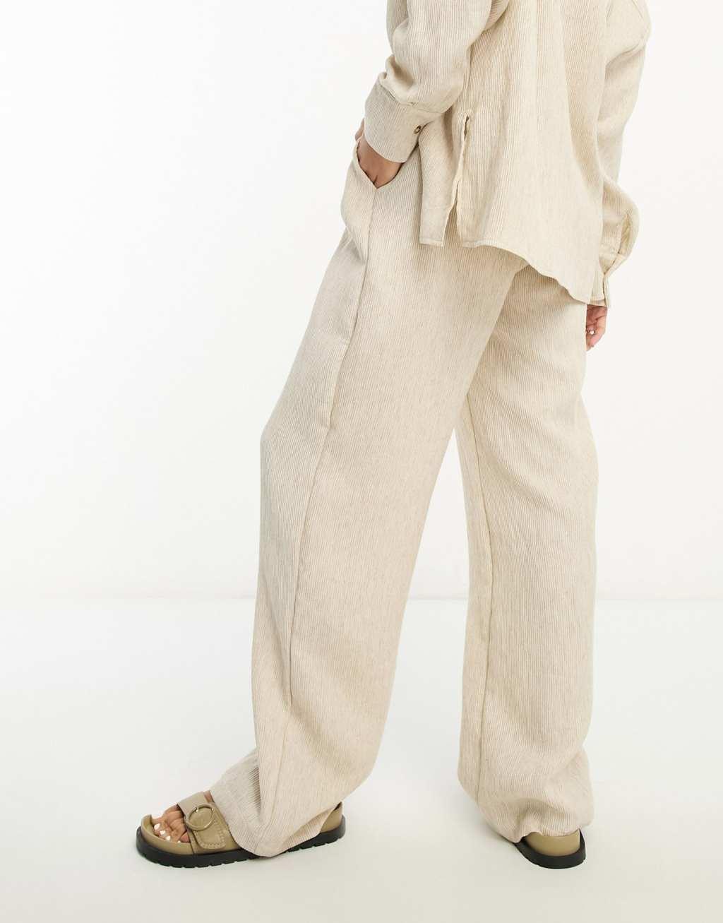 ASOS EDITION textured linen mix wide leg pants Product Image