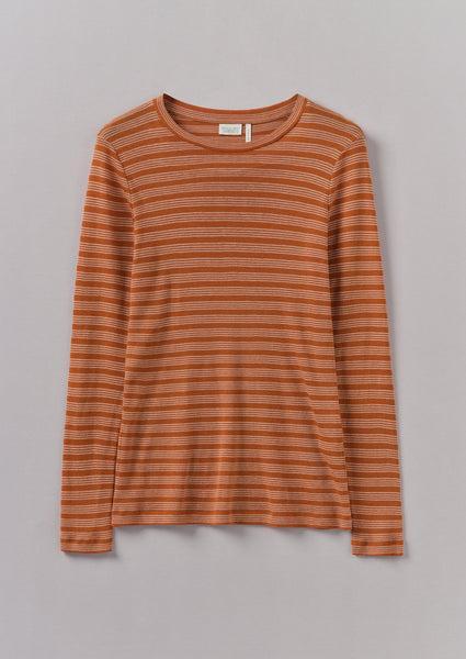 Agnes Stripe Wool Lyocell Tee | Bauxite Orange/Mauve Product Image