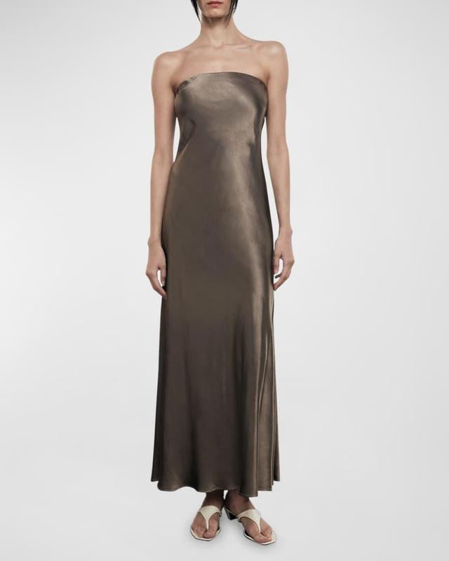 Strapless Satin Bias Maxi Dress Product Image