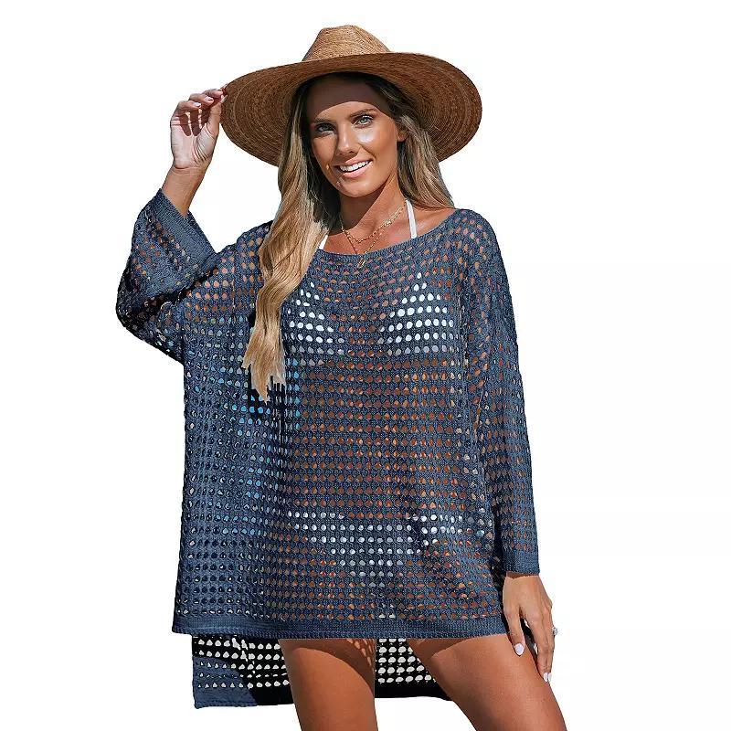 Womens CUPSHE Royal Blue Long Sleeve Cutout Mini Cover-Up Dress Product Image