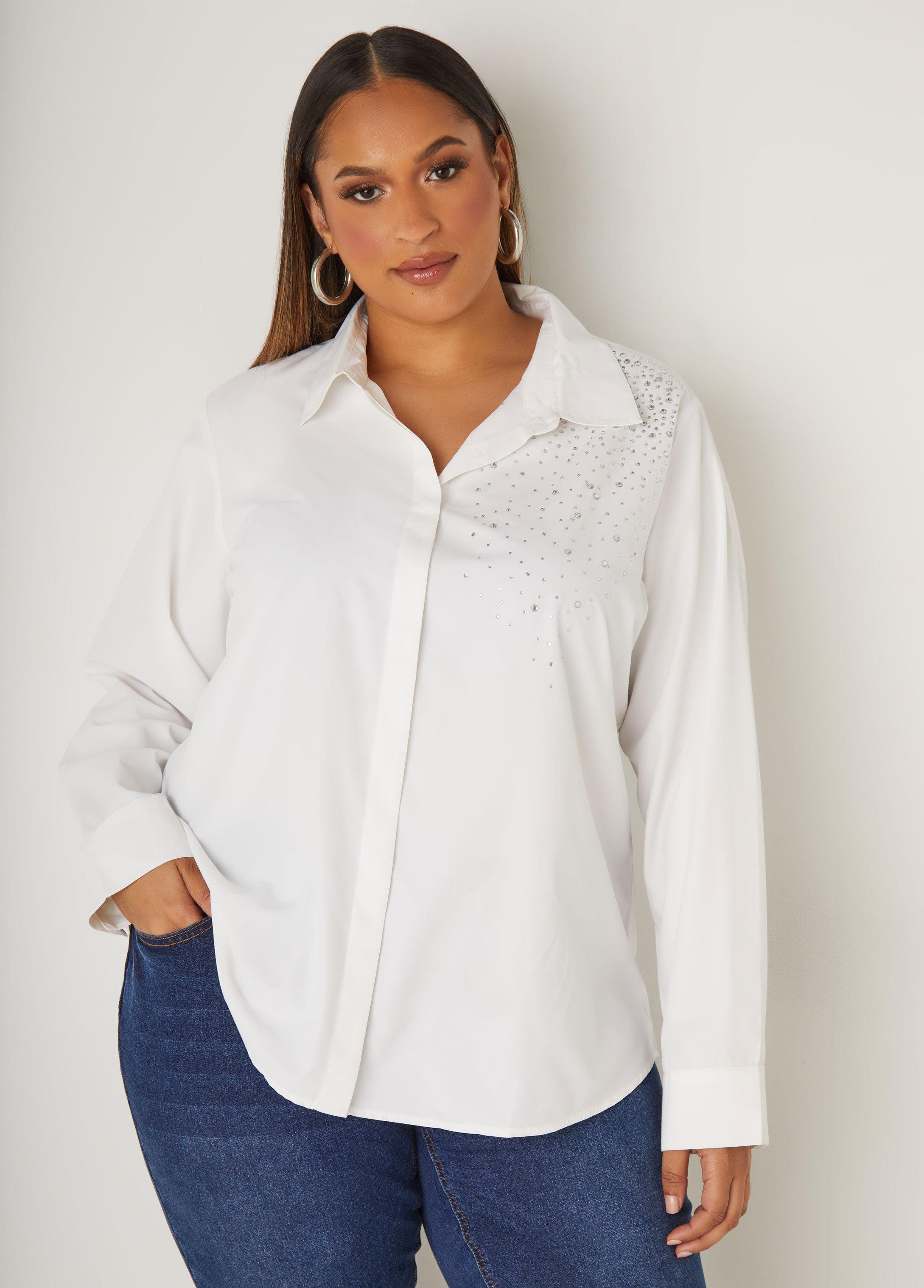 Crystal Embellished Poplin Shirt Product Image