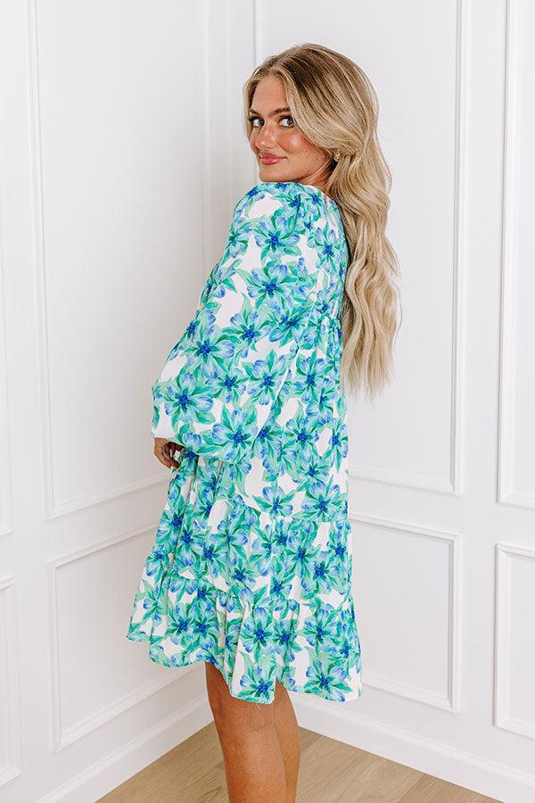 Coastal Cruise Floral Mini Dress in Green Product Image