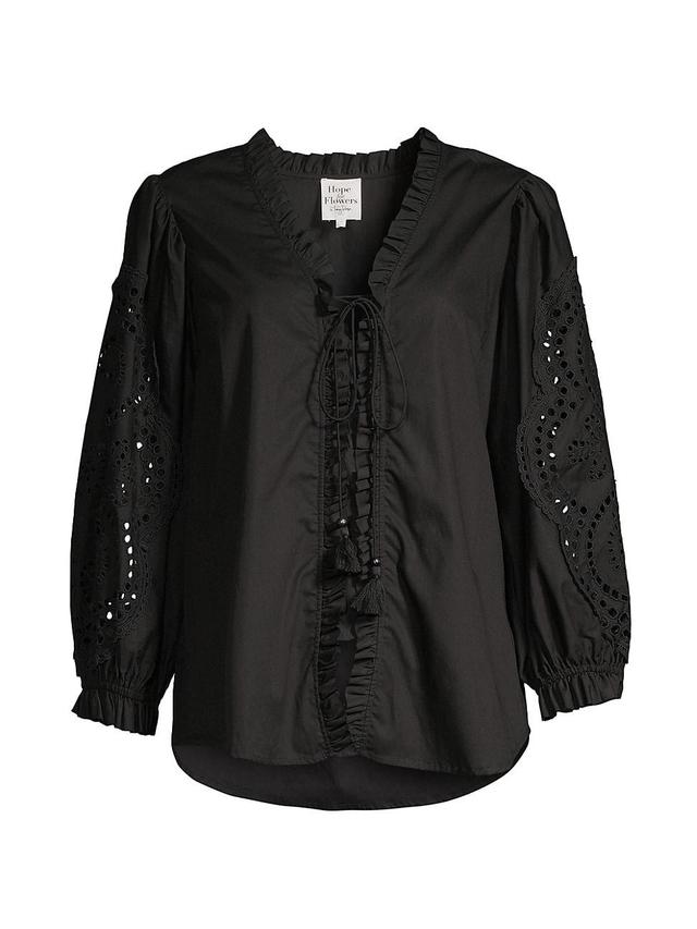 Womens Eyelet-Detailed Cotton Blouse Product Image