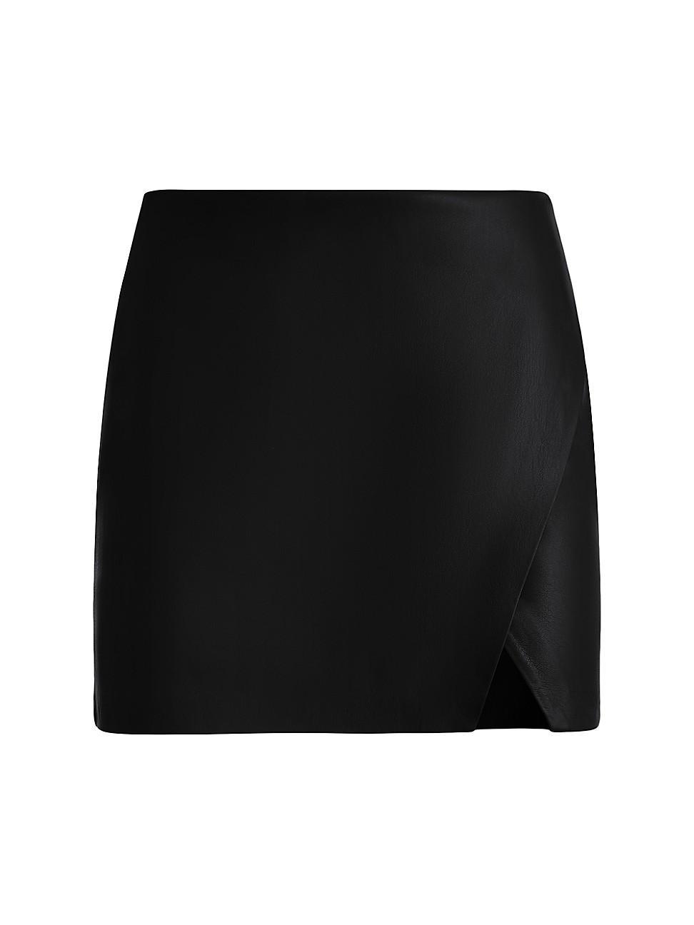 Womens Siobhan Vegan Leather Wrap Miniskirt product image