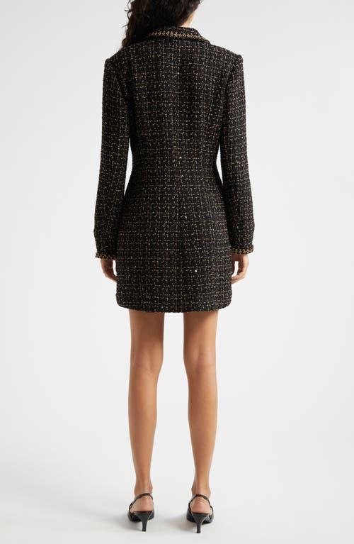 Sasha Long Sleeve Metallic Tweed Dress In Black/gold Product Image