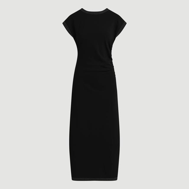 Vela Contrast-Stitch Ruched-Waist Dress (Petite) Product Image