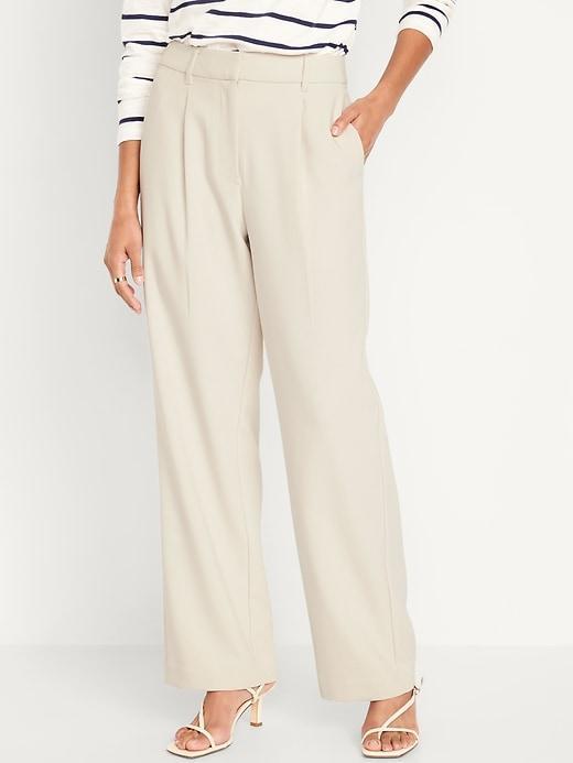 Extra High-Waisted Pleated Taylor Trouser Wide-Leg Pants Product Image