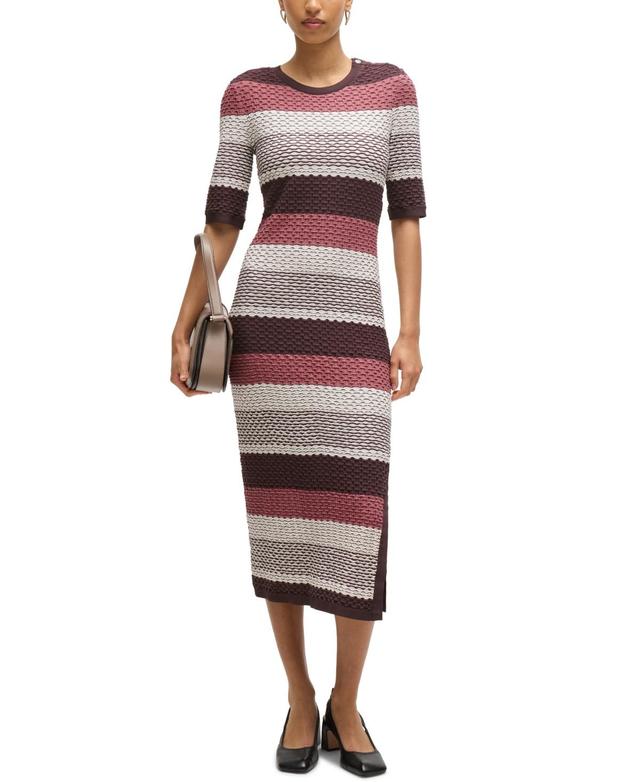 Womens Structured-Stripe Dress in Stretch-Cotton Jersey Product Image