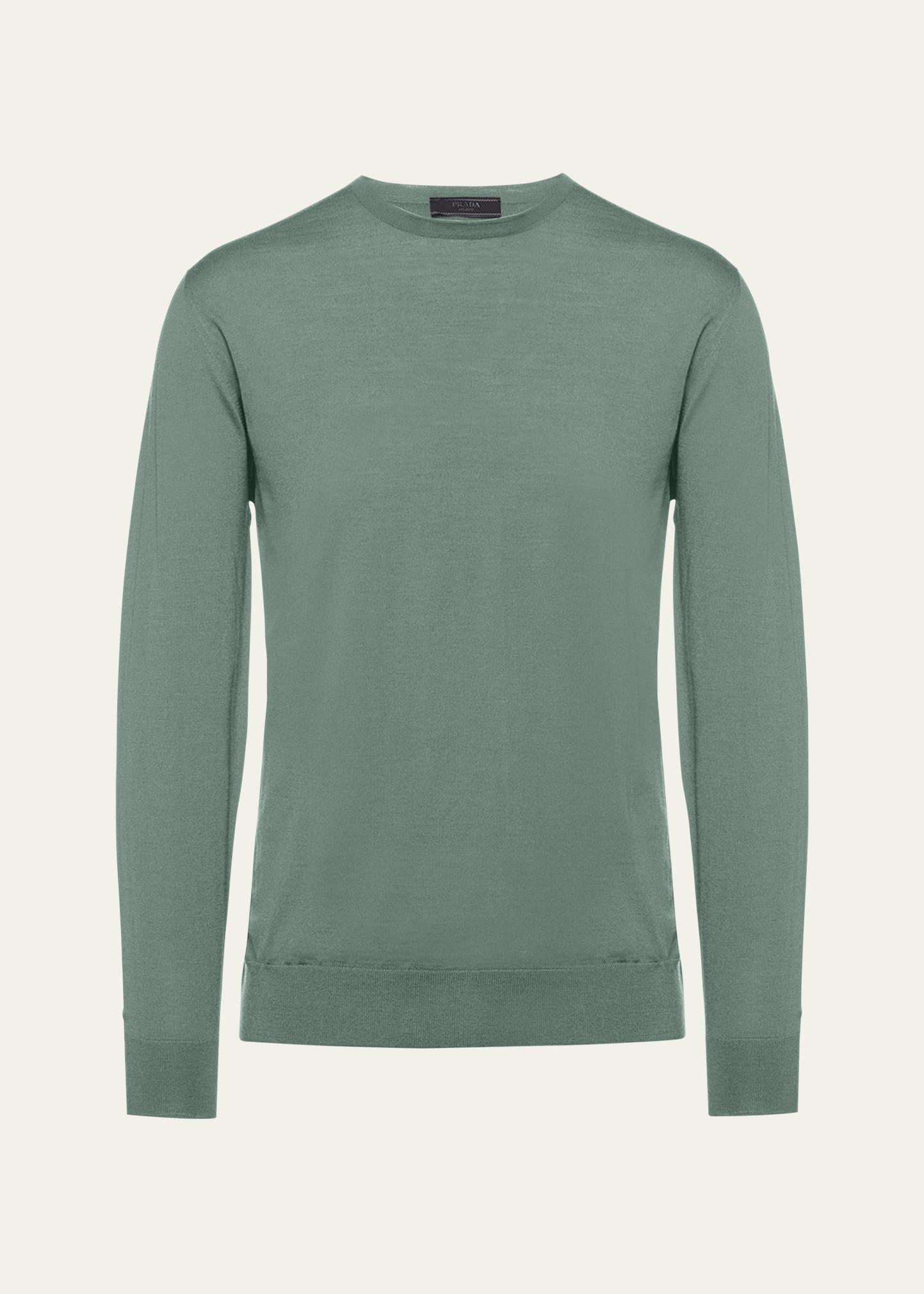 Mens Sage Superfine Wool Crewneck Product Image