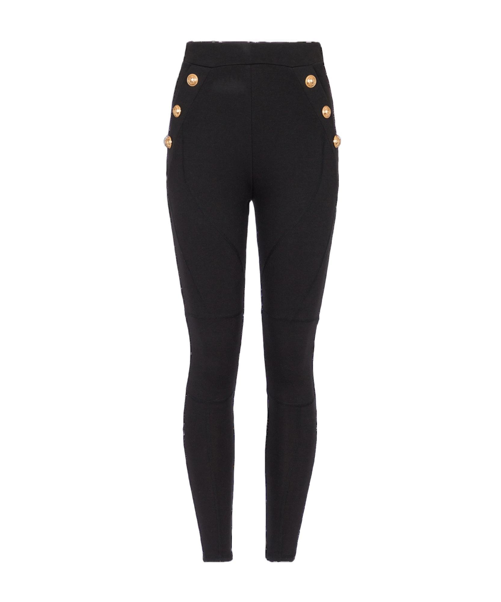 BALMAIN Signature Coin Buttoned High-waisted Leggings In Black Product Image