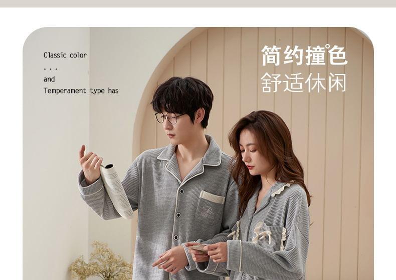 Couple Matching Loungewear Set : Long-Sleeve Pocket Top + Pants Product Image