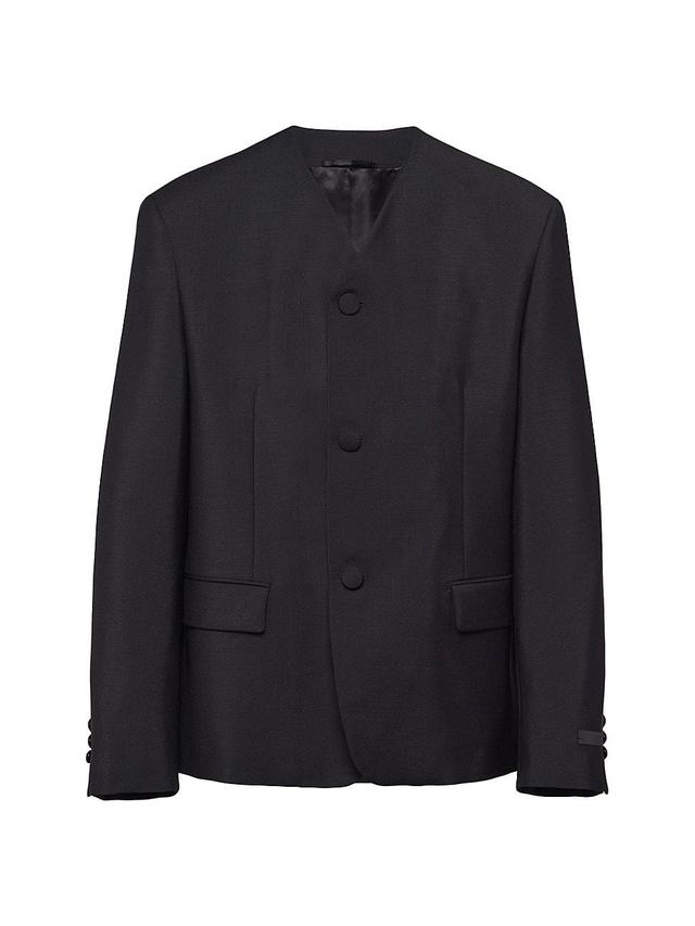 Mens Single-Breasted Mohair Wool Jacket Product Image