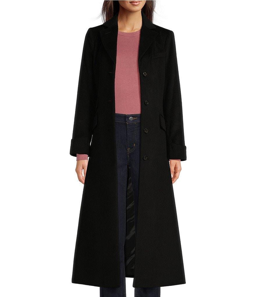 Lauren Ralph Lauren Single Breasted Wool Blend Notch Collar Maxi Coat Product Image