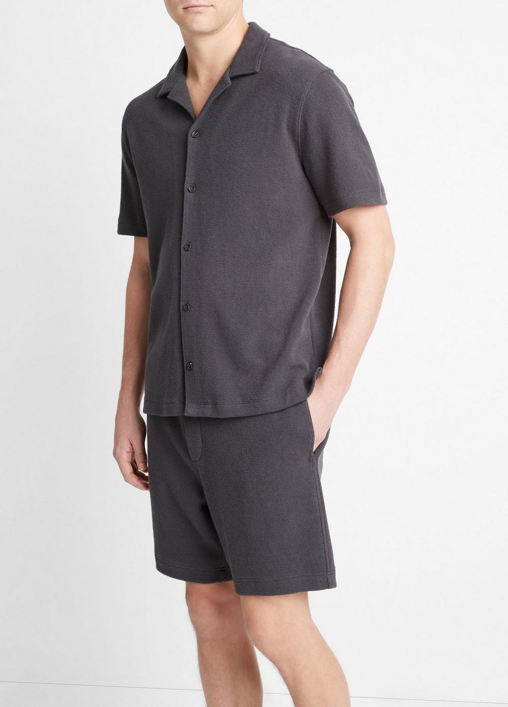 Bouclé Short-Sleeve Button-Front Shirt Product Image