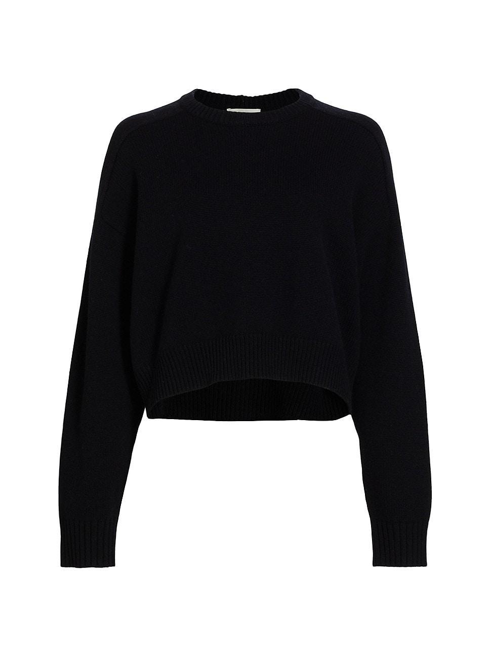 Womens Crewneck Wool & Cashmere Cropped Sweater Product Image