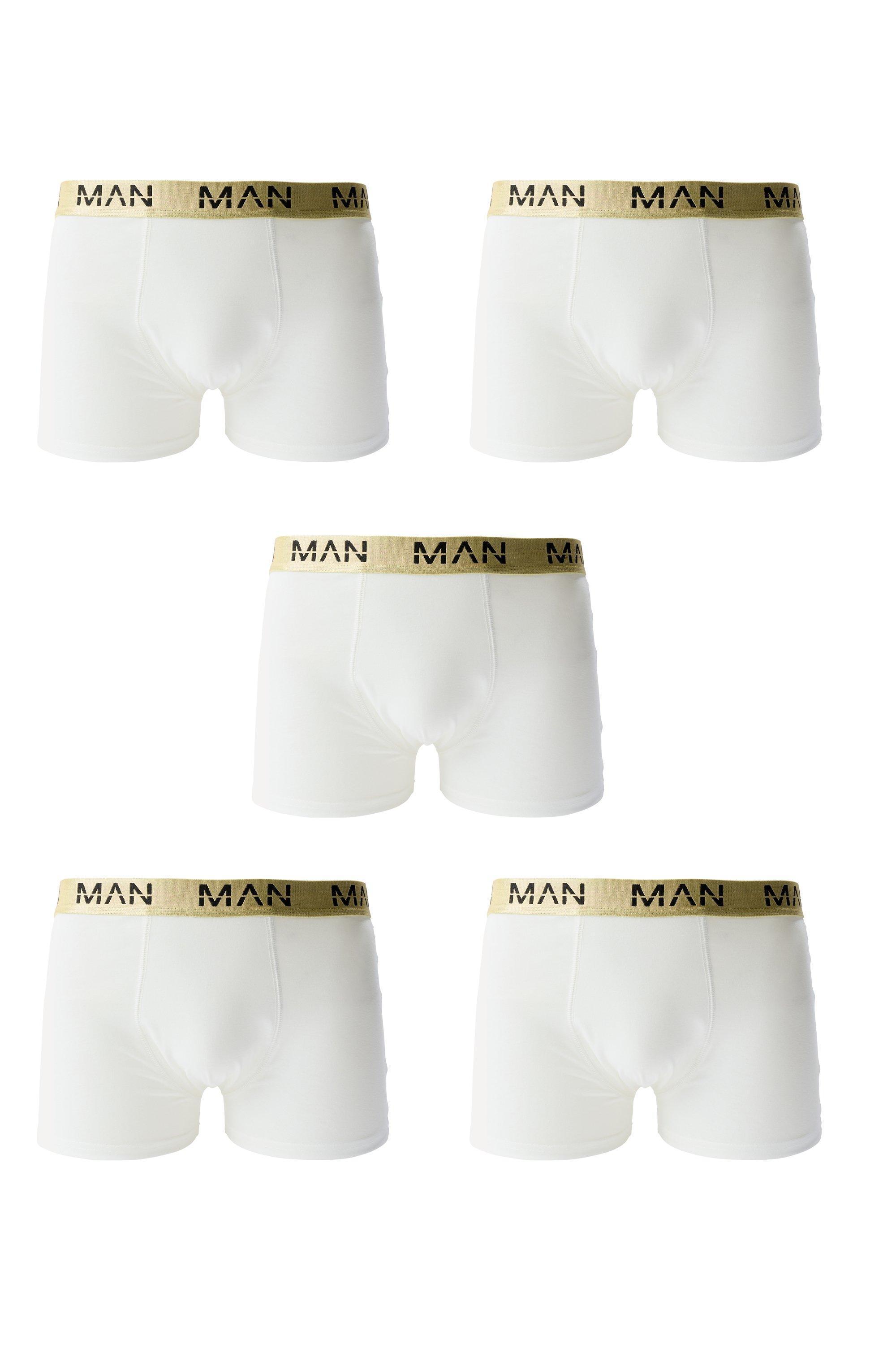 5 Pack Gold Man Dash Boxers In White | boohooMAN USA Product Image