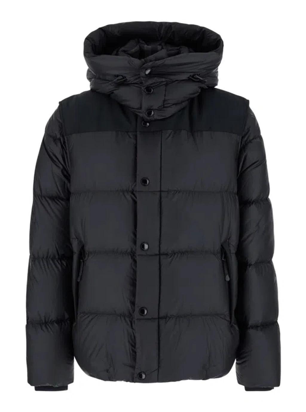 Black Nylon Padded Jacket In Navy Blue Product Image