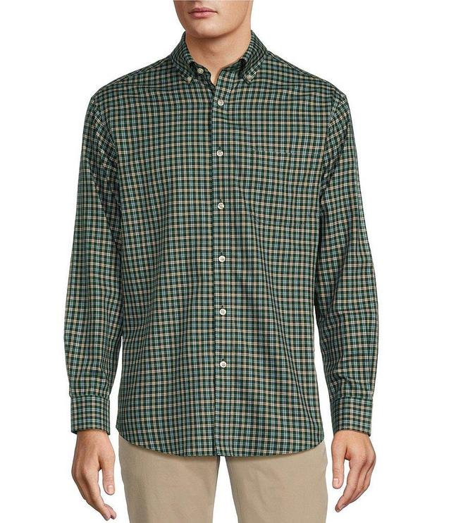 Gold Label Roundtree & Yorke Non-Iron Long Sleeve Small Plaid Herringbone Sport Shirt Product Image