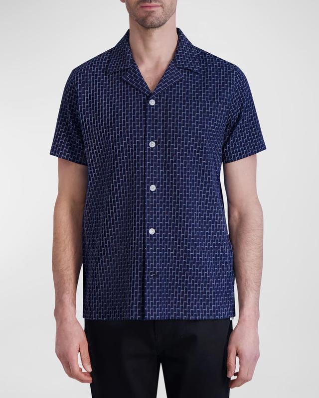 Men's Patterned Button-Down Shirt Product Image