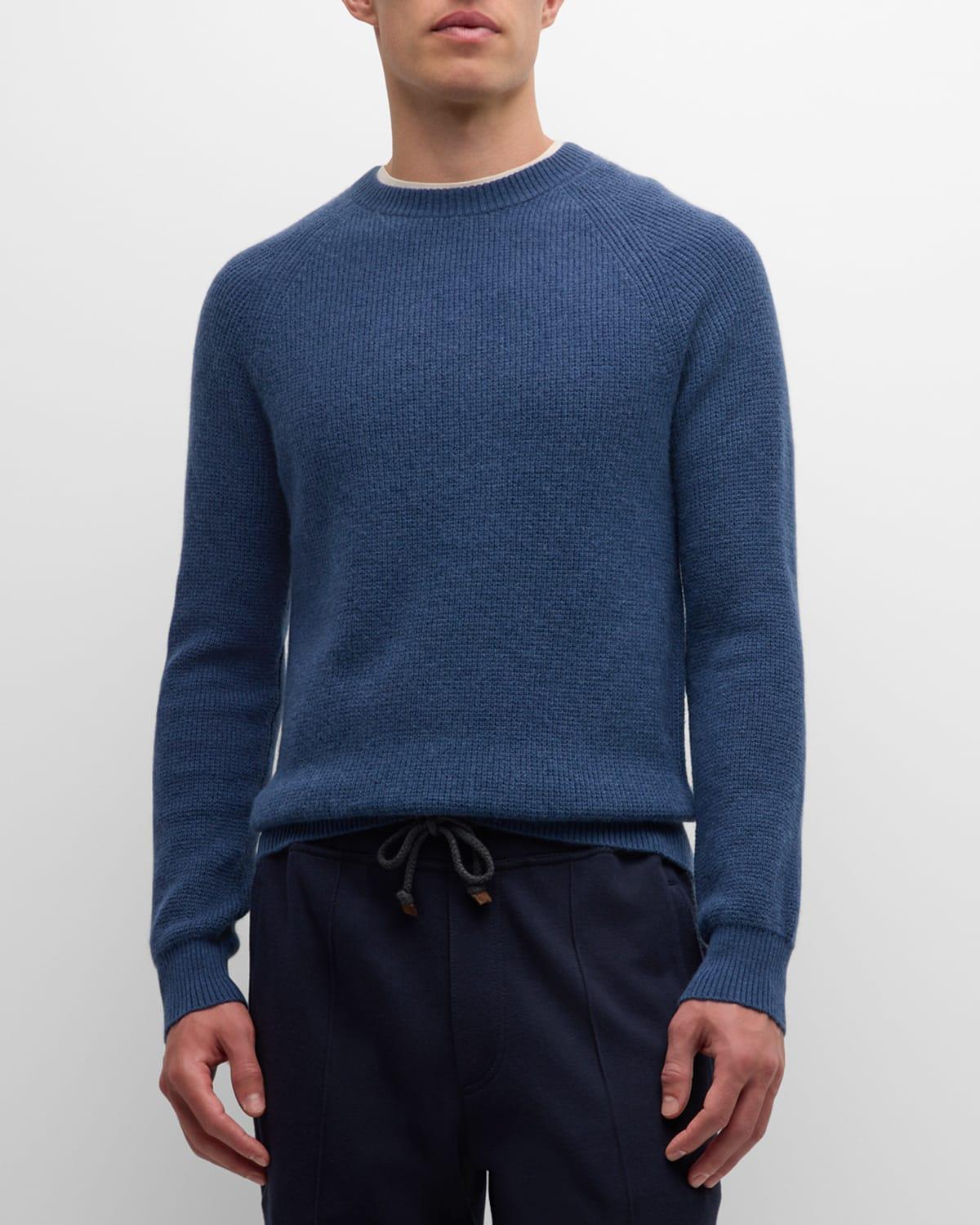 Mens Waffle Stitch Cashmere Sweater Product Image