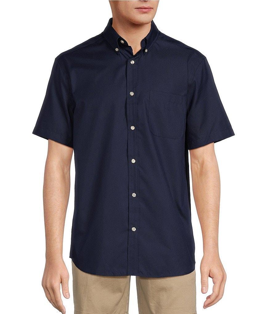 Roundtree & Yorke Big & Tall TravelSmart Easy Care Short Sleeve Solid Dobby Sport Shirt Product Image