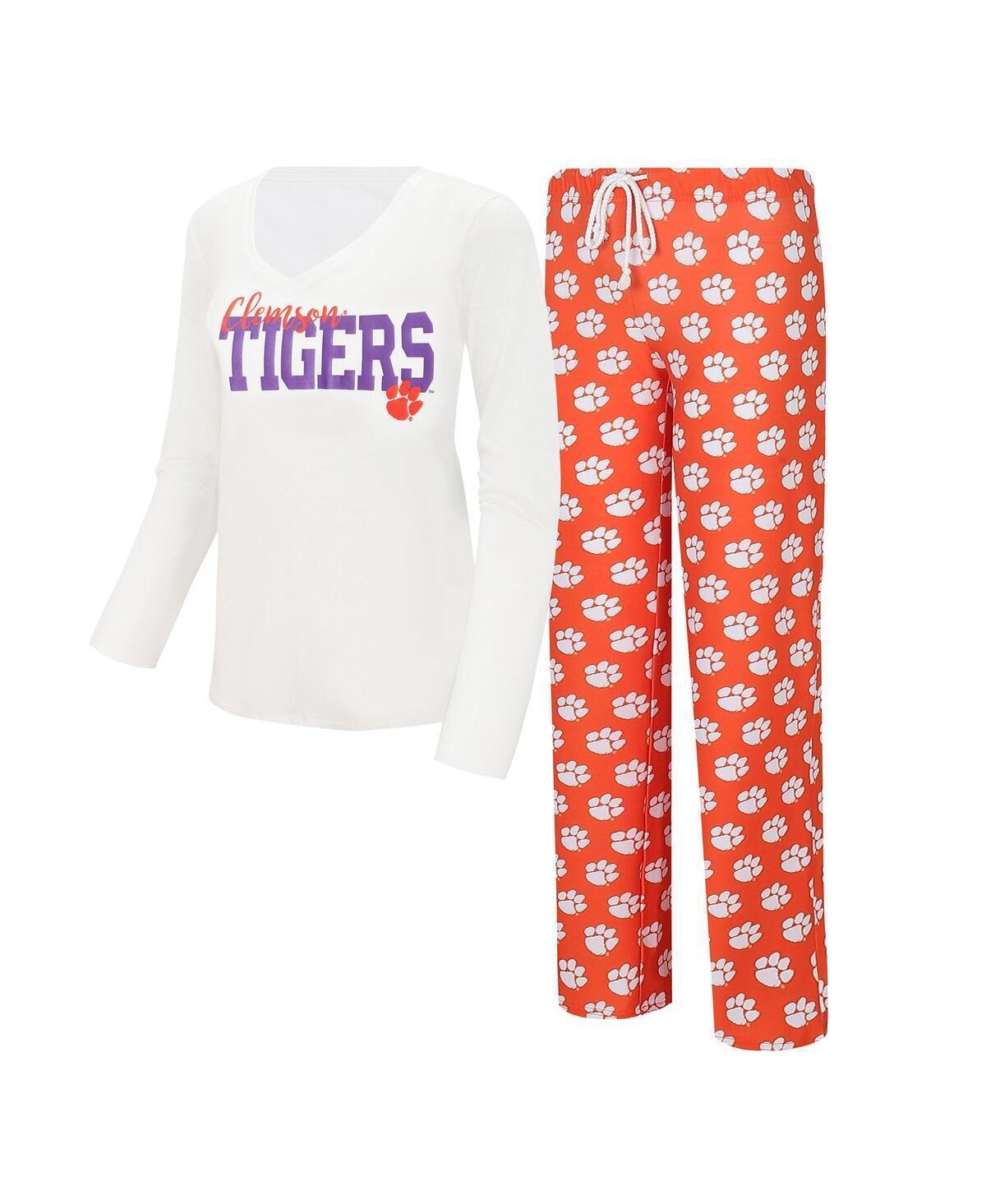 Womens Concepts Sport /Orange Clemson Tigers Long Sleeve V-Neck T-Shirt & Gauge Pants Sleep Set Product Image