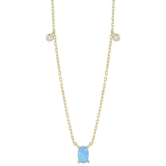 Sunkissed Sterling Lab-Created Blue Opal & Cubic Zirconia Necklace, Womens Gold Product Image