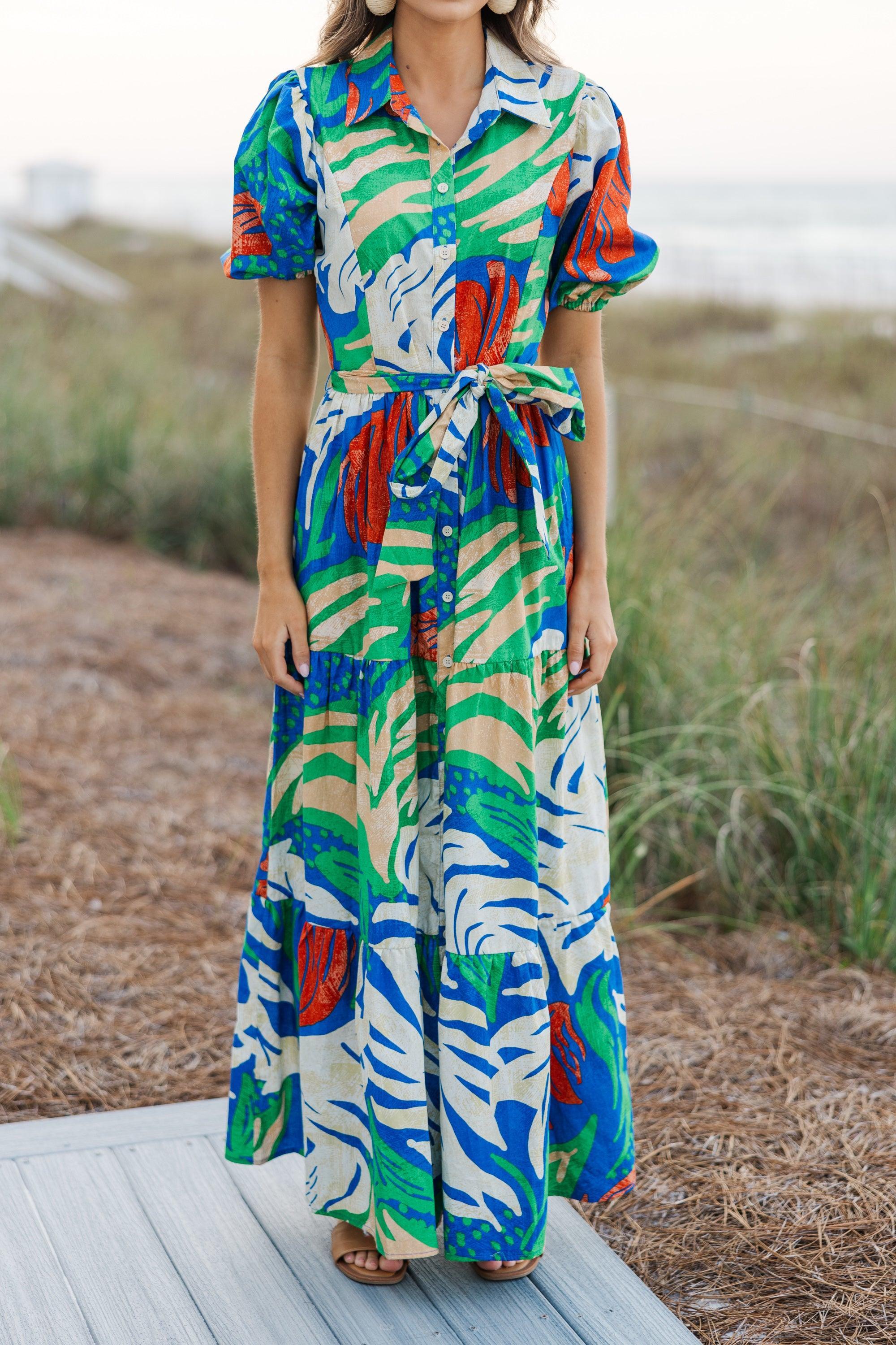 Ready For The Sun Royal Blue Tropical Maxi Dress Female Product Image