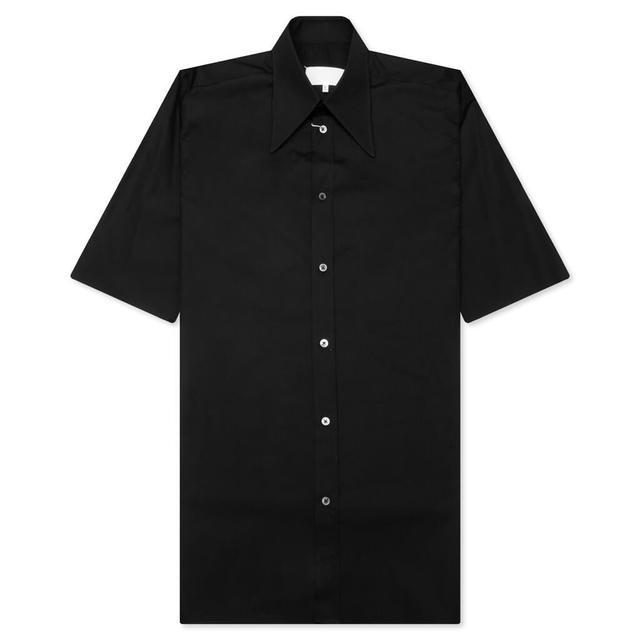 Point Collar Short Sleeve Shirt - Black Male Product Image