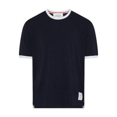 Short Sleeve T-shirt In Cotton In Navy Product Image