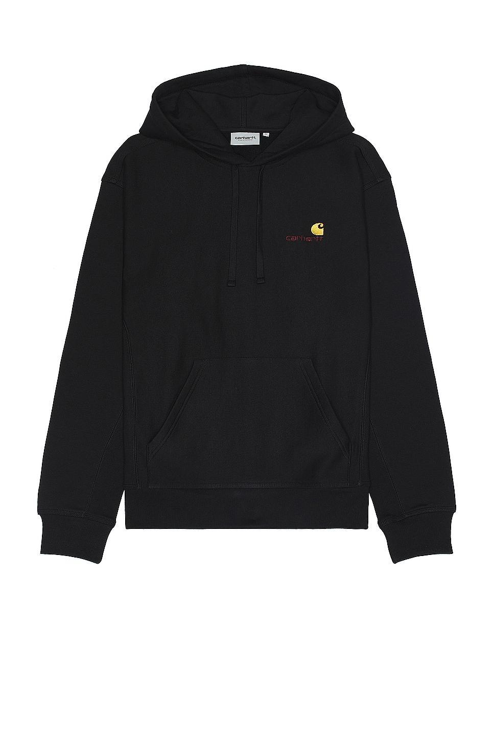 Carhartt WIP American Script Hoodie in Black - Black. Size XL/1X (also in L, M, S). Product Image