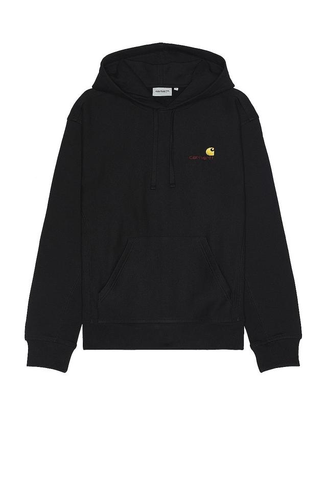 Carhartt WIP American Script Hoodie in Black - Black. Size XL/1X (also in L, M, S). Product Image